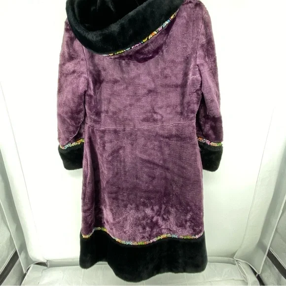 Vintage 1960’s Niccolini Medium Purple Black Faux Fur Penny Lane Coat Re… - Picture 15 of 15